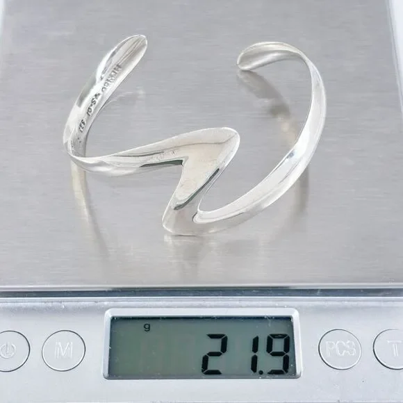 Vintage OuiSi Mexico Taxco TS-01 Sterling Silver 925 Zigzag Cuff Bracelet 6" - Picture 9 of 10